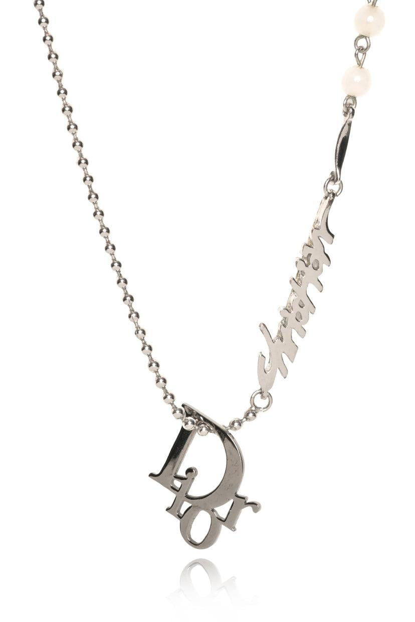 Christian Dior Logo Beaded Chain Necklace
