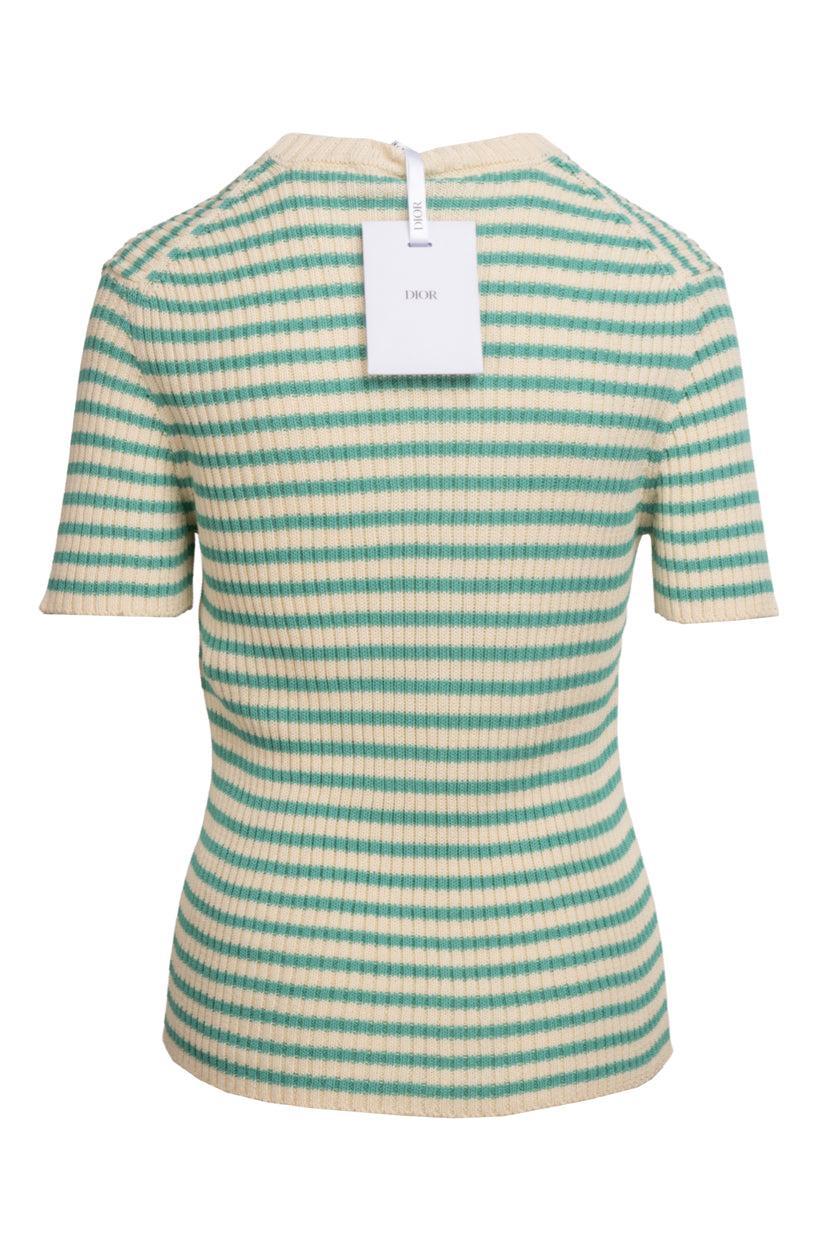 Christian Dior Size 42 Knit Logo Short Sleeve Pullover Sweater