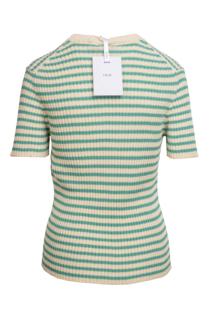 Christian Dior Size 42 Knit Logo Short Sleeve Pullover Sweater