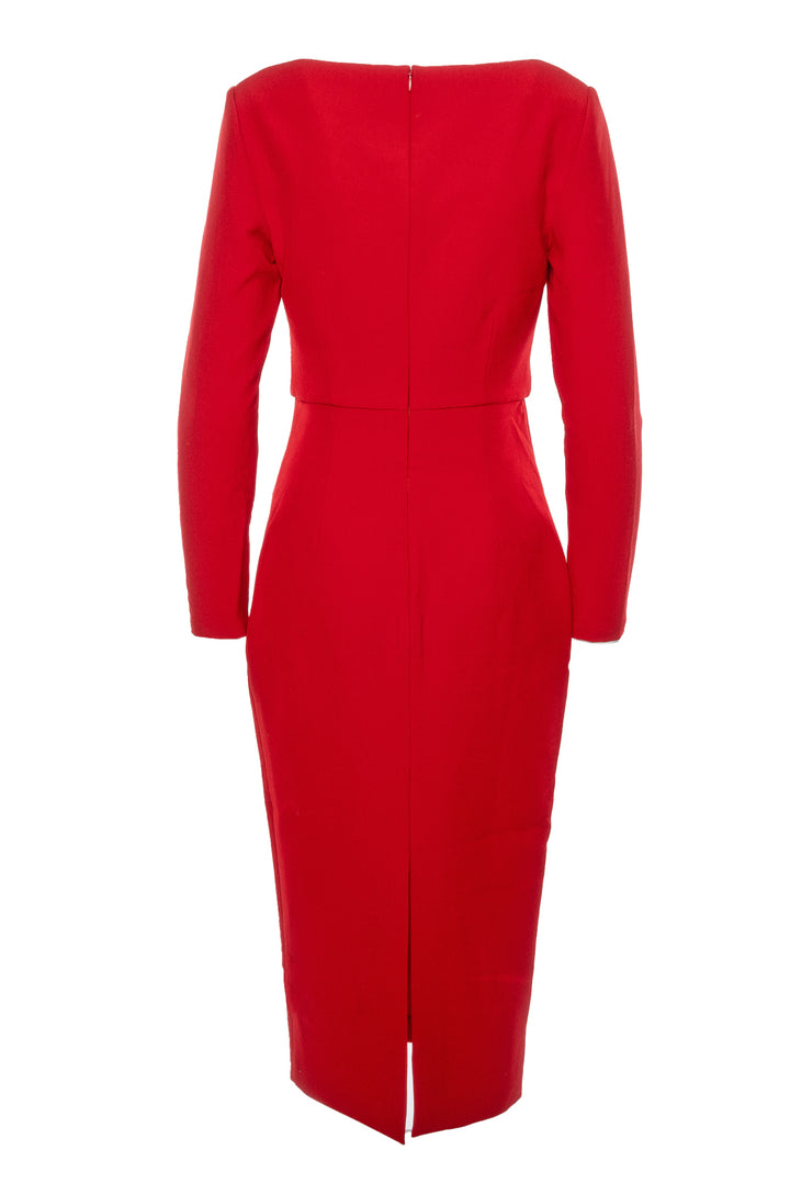 Roland Mouret Size 6 Long Sleeve Crepe Midi Dress