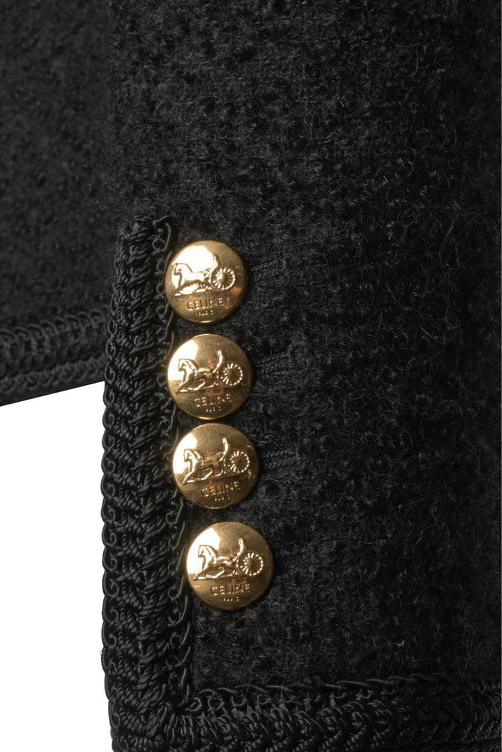 Celine Size 40 Boucle Tweed Chasseur Jacket