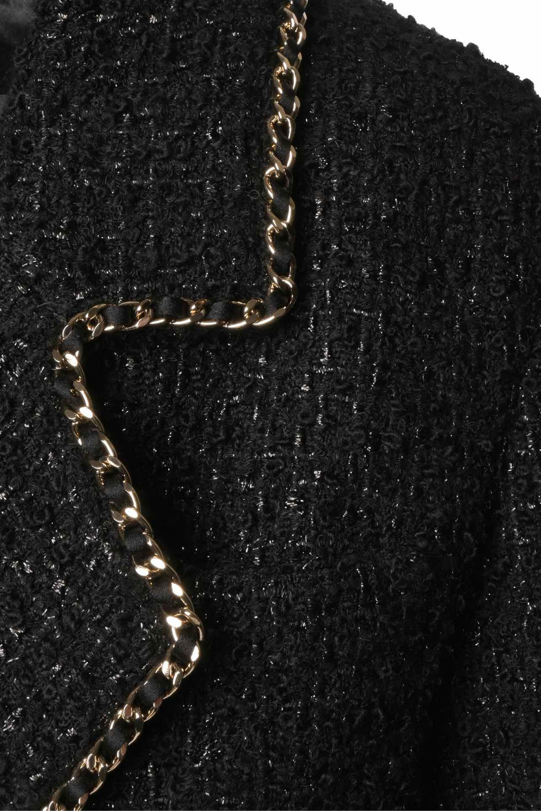 Chanel Size 2 Gold Chain Trim Tweed Blazer