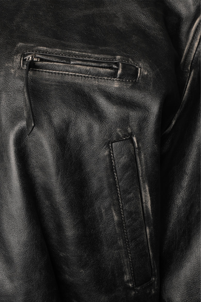 Acne Studios Size 38 Cropped Distressed Leather Bomber Jacket