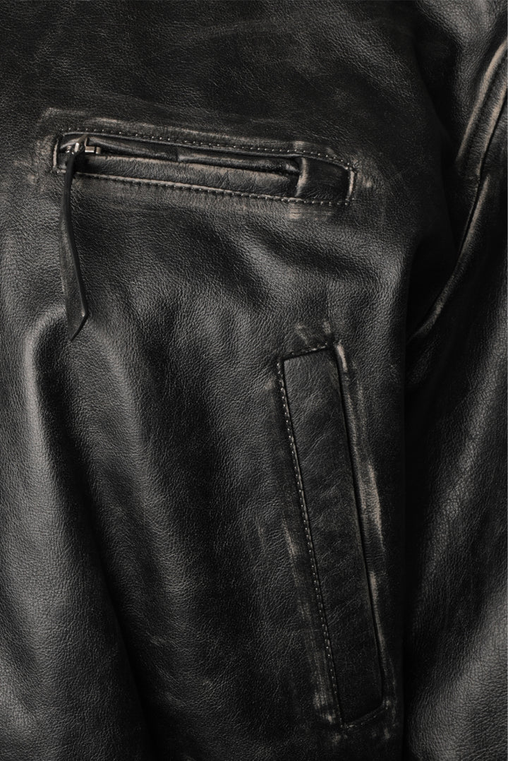 Acne Studios Size 38 Cropped Distressed Leather Bomber Jacket