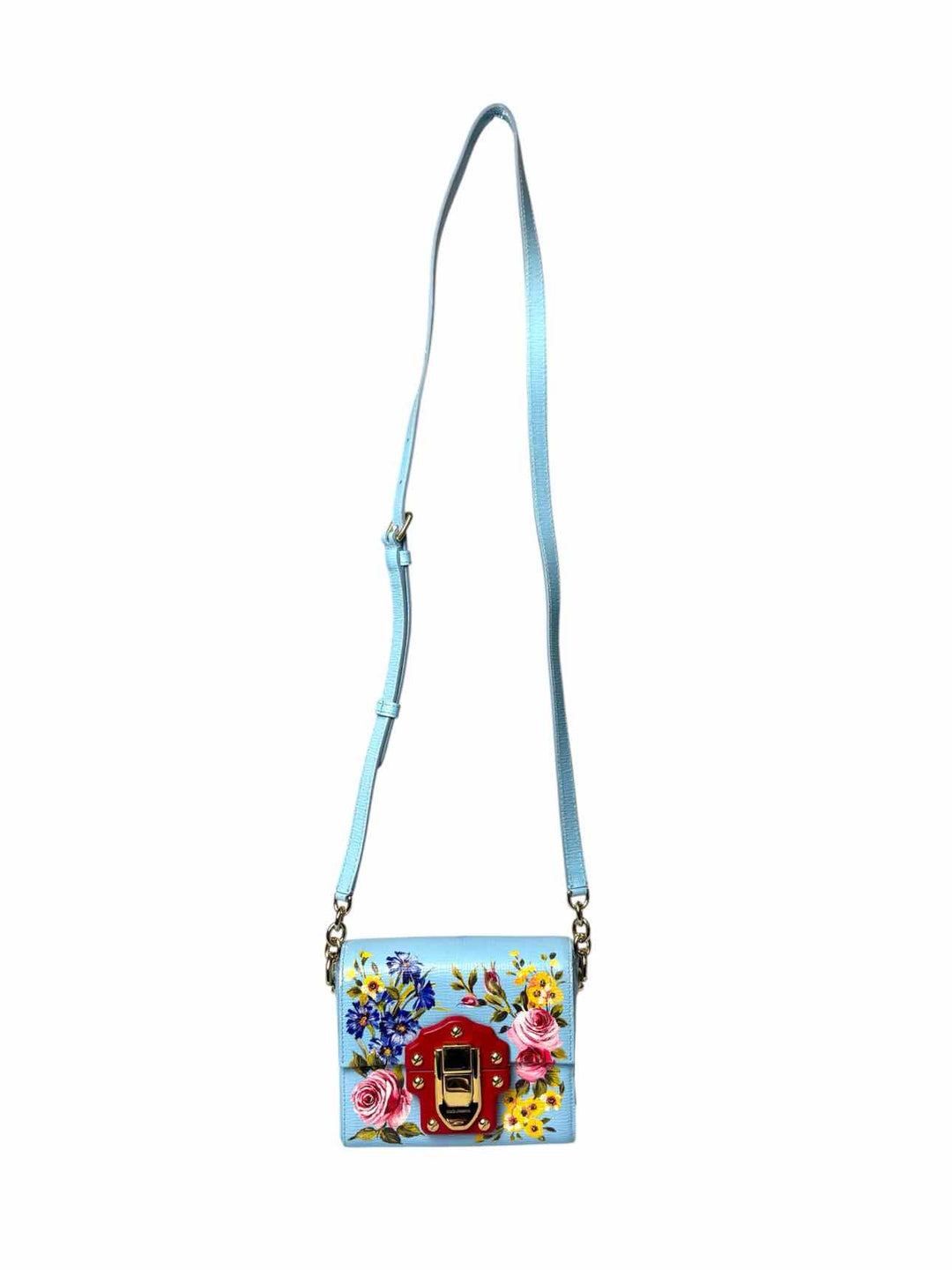 Dolce & Gabbana Lucia Floral Leather Shoulder Bag Purse