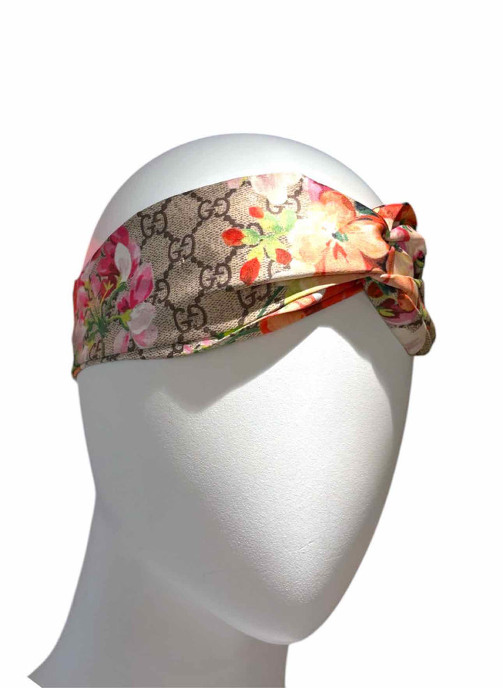 Gucci GG Supreme Floral Print Silk Headband Scarf