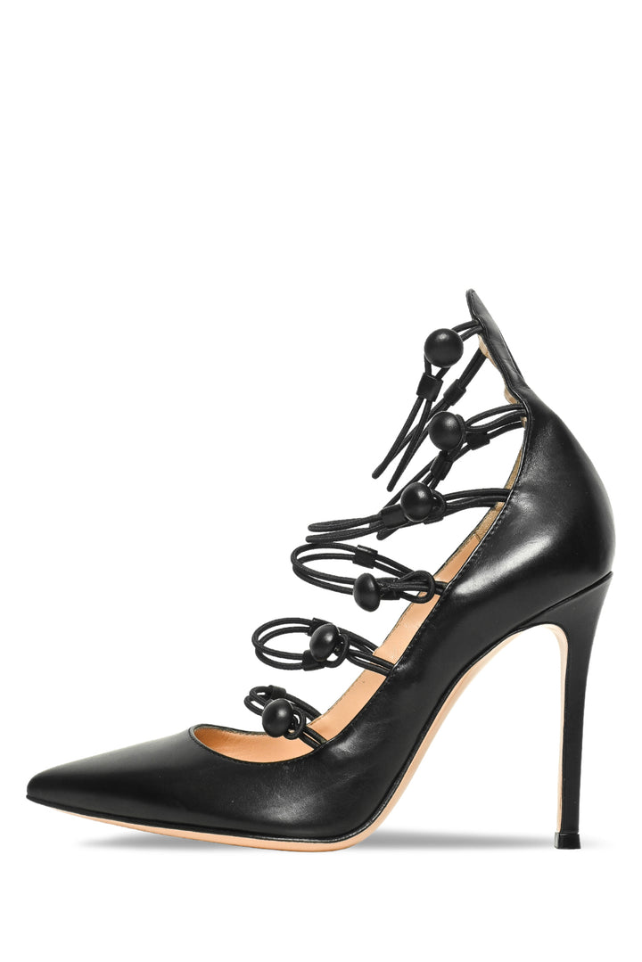 Gianvito Rossi Size 36 Strappy Elastic Button Closure Stiletto Pumps