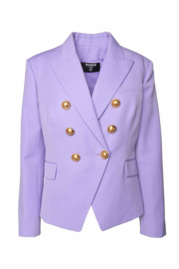 Balmain Size 12 Wool Double-Breasted Blazer