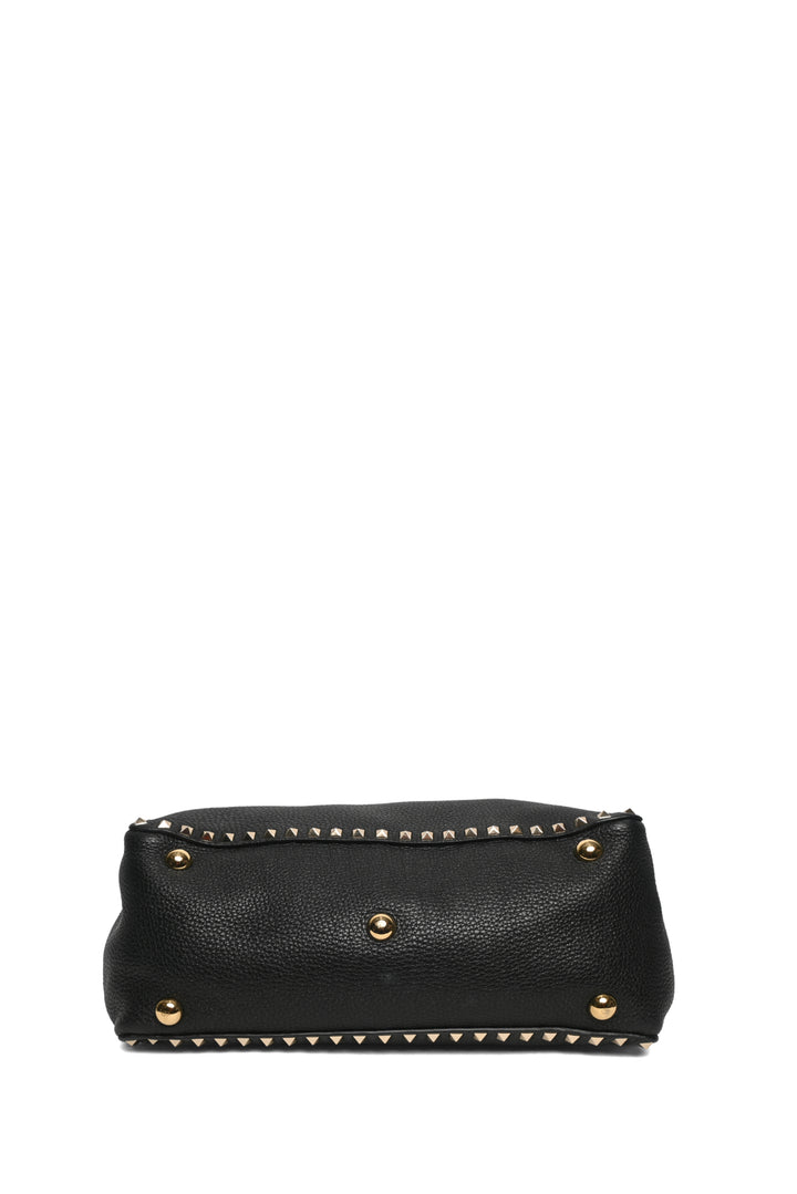 Valentino Rockstud Grained Calfskin Pebbled Leather Tote