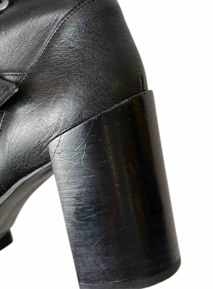 Robert Clergerie Size 37.5 Melody Noir Leather Ankle Boots