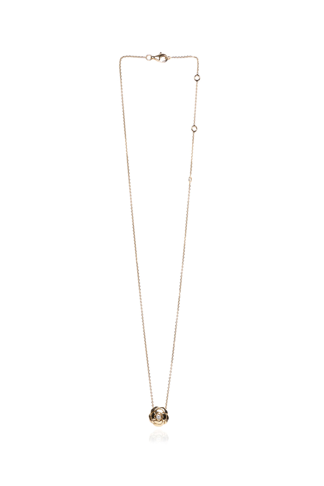 Chanel 18K Rose Gold & Diamond Extrait De Camelia Necklace