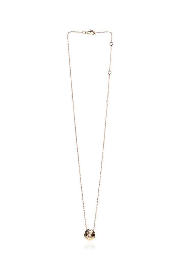 Chanel 18K Rose Gold & Diamond Extrait De Camelia Necklace