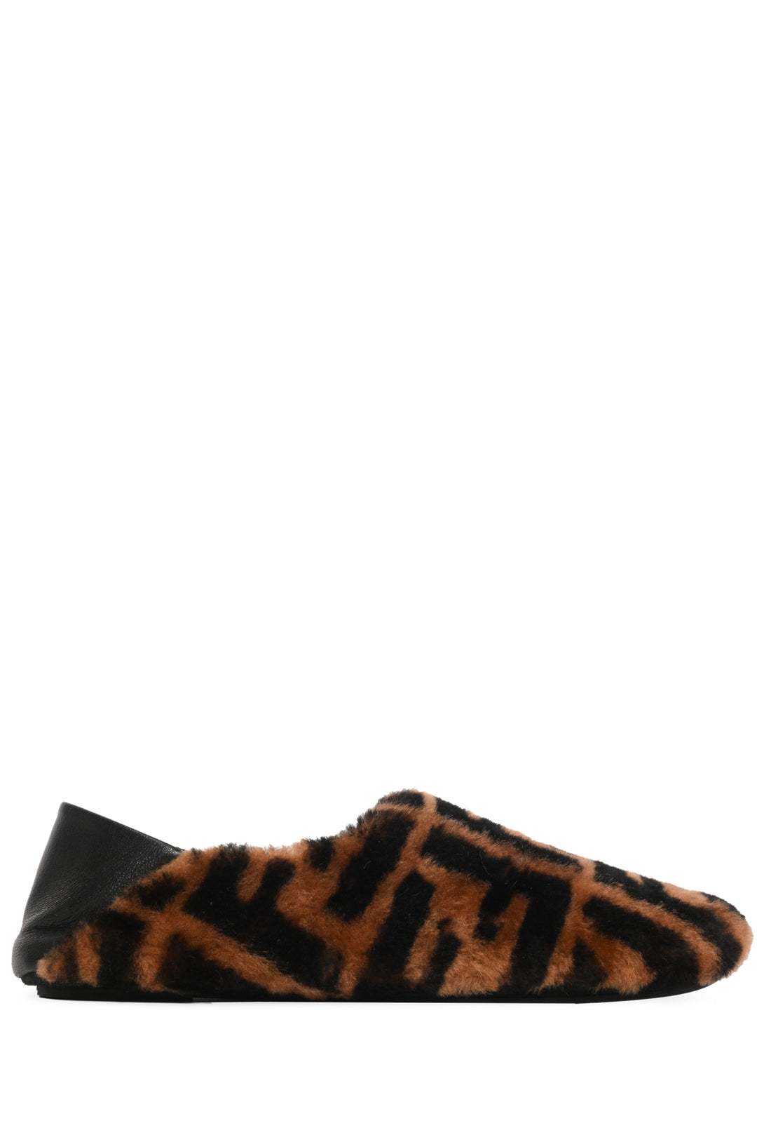 Fendi Size 37 Zucca FF Shearling Slippers