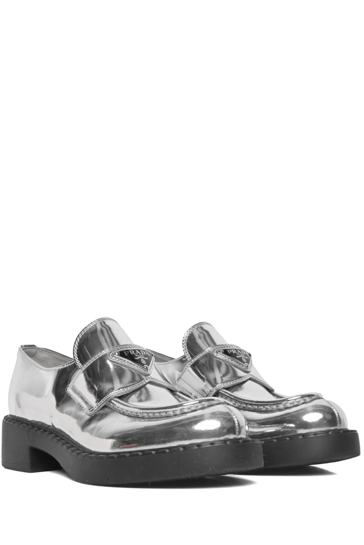 Prada Size 35.5 Silver Loafers