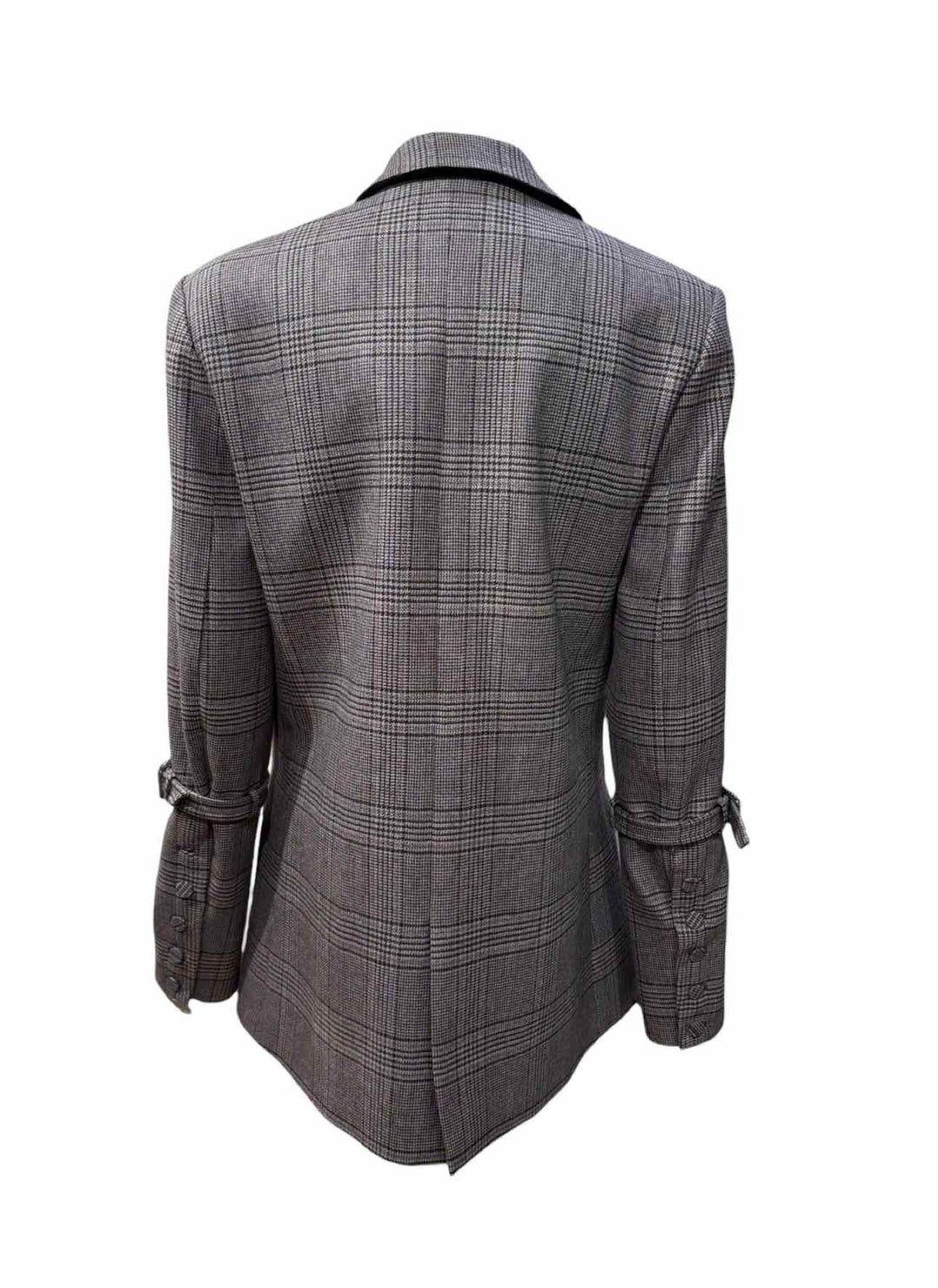 Jonathan Simkhai Size 8 Plaid Buckle Sleeve Blazer
