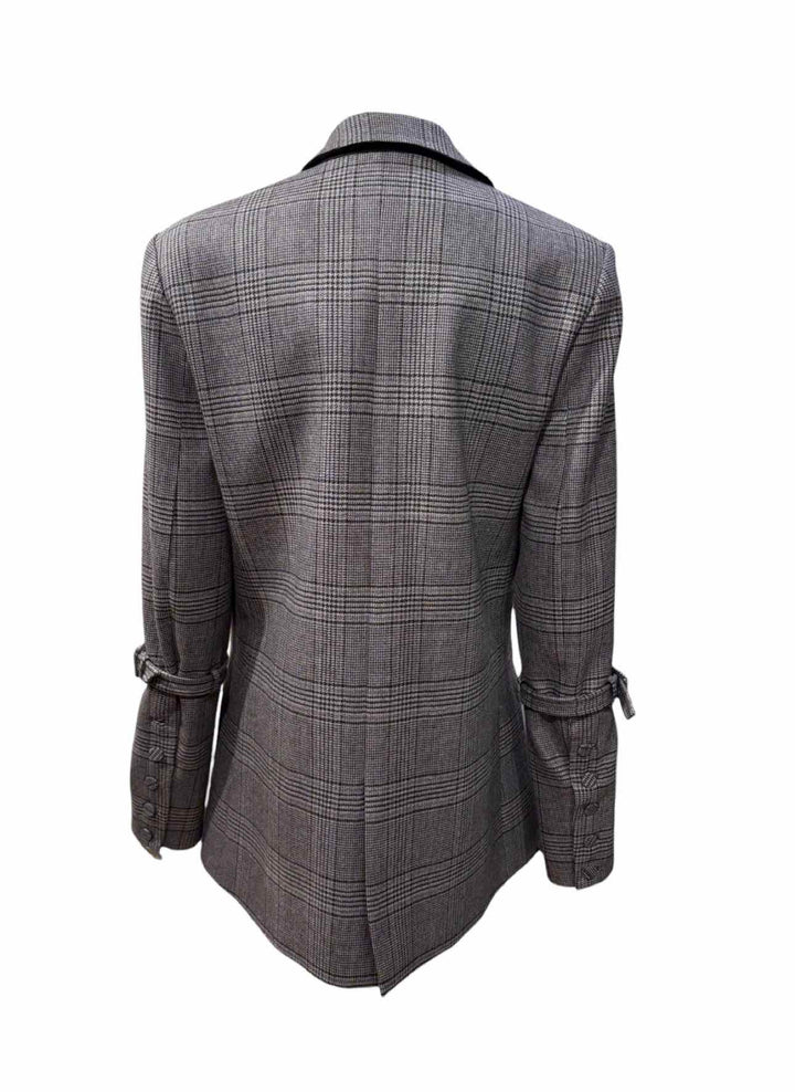 Jonathan Simkhai Size 8 Plaid Buckle Sleeve Blazer