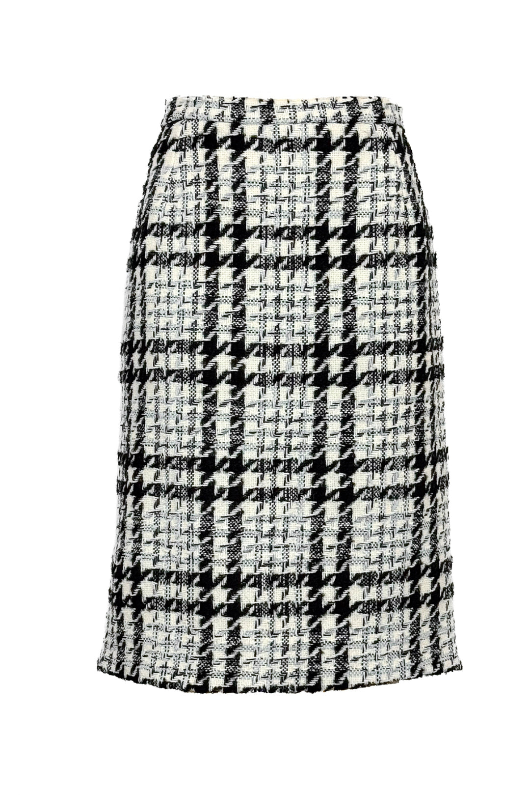 Oscar De La Renta Size 6 Houndstooth Print Wool Blend Midi Skirt