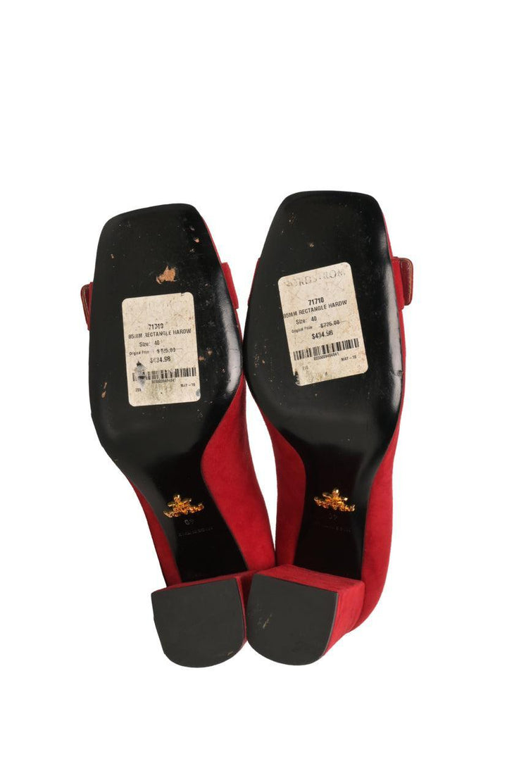 Prada Size 40 Suede Buckle Detail Pumps
