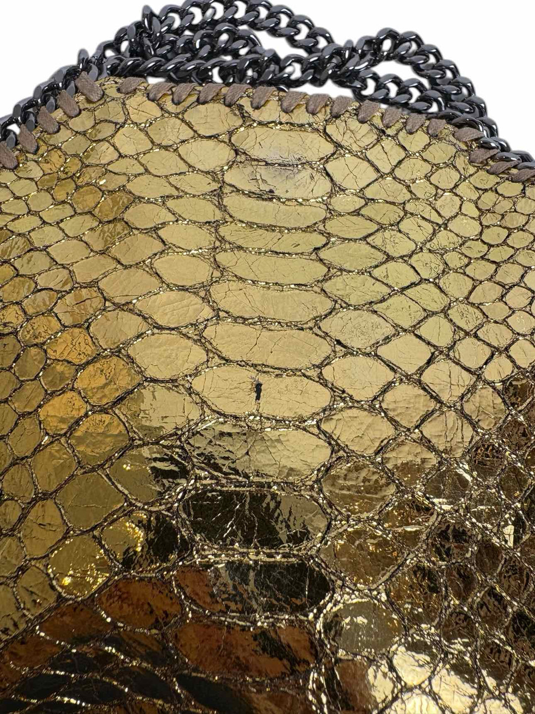 Stella Mccartney Faux Leather Metallic Snake Print Falabella  Crossbody Purse