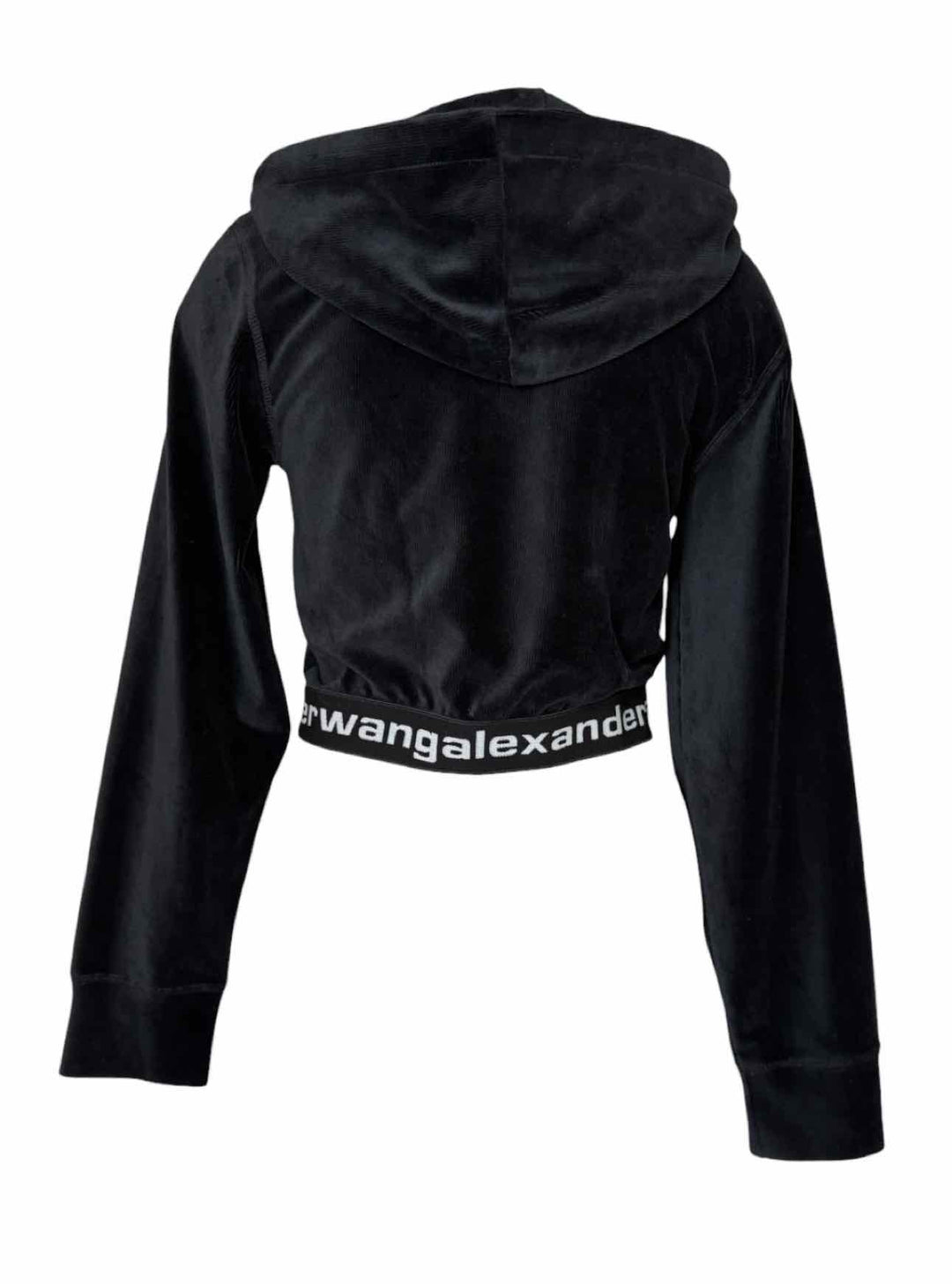 T Alexander Wang Size S Corduroy Cropped Logo Hoodie Sweatshirt