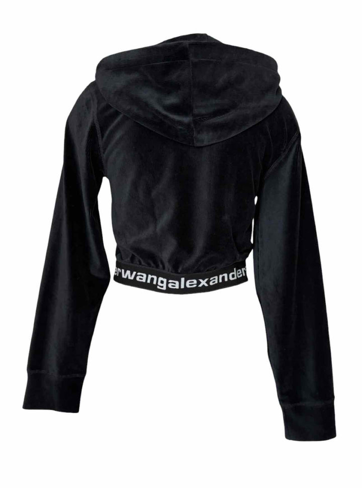 T Alexander Wang Size S Corduroy Cropped Logo Hoodie Sweatshirt