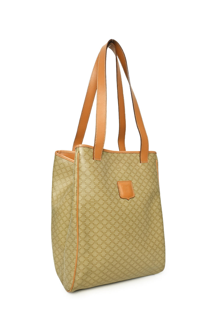 Celine Vintage Macadam Triomphe Coated Canvas Vertical Tote