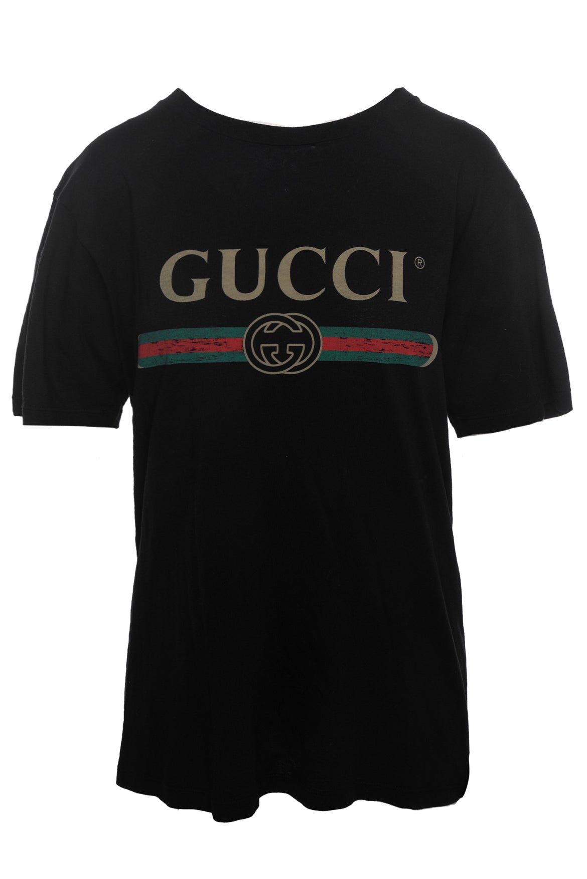 Oversize shops washed T-shirt with Gucci logo