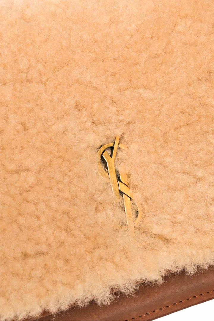 Saint Laurent 2021 Shearling Monogram Phone Holder Crossbody