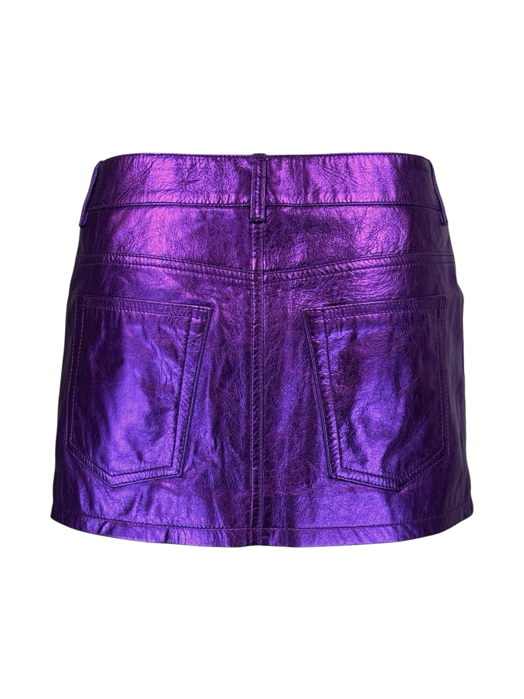 Saint Laurent Size 36 2021 Metallic Leather Micro Mini Skirt