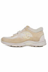 Chanel Size 38.5 Fabric & Suede CC Logo Sneaker