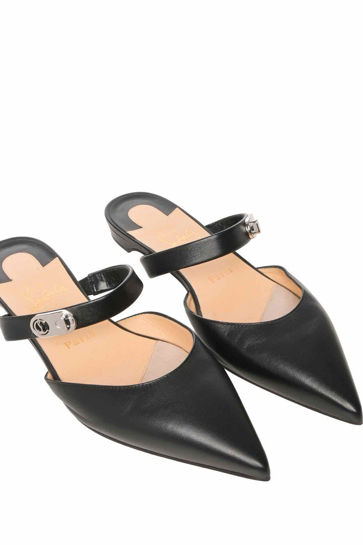 Christian Louboutin Size 38 Choc Lock Flat Mules