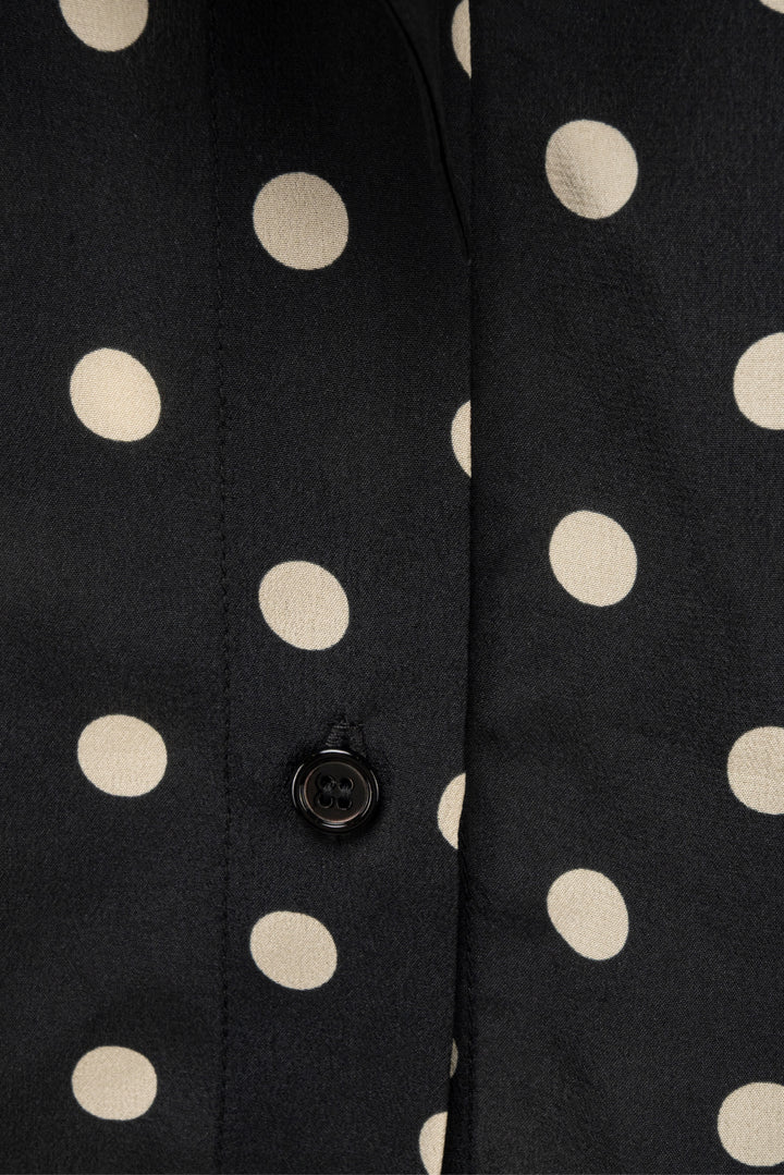 Nina Ricci Size M Polka Dot Crepe Tie-Neck Blouse