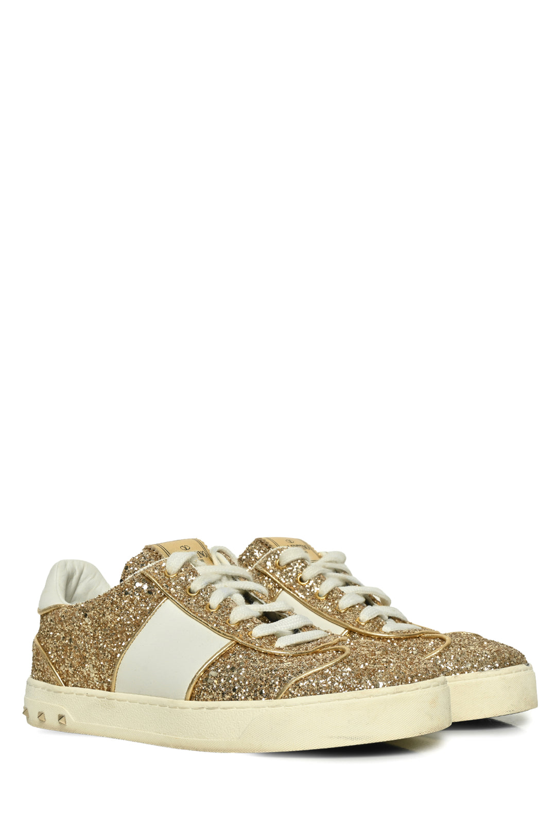 Valentino Size 36.5 Rockstud Glitter Sneakers