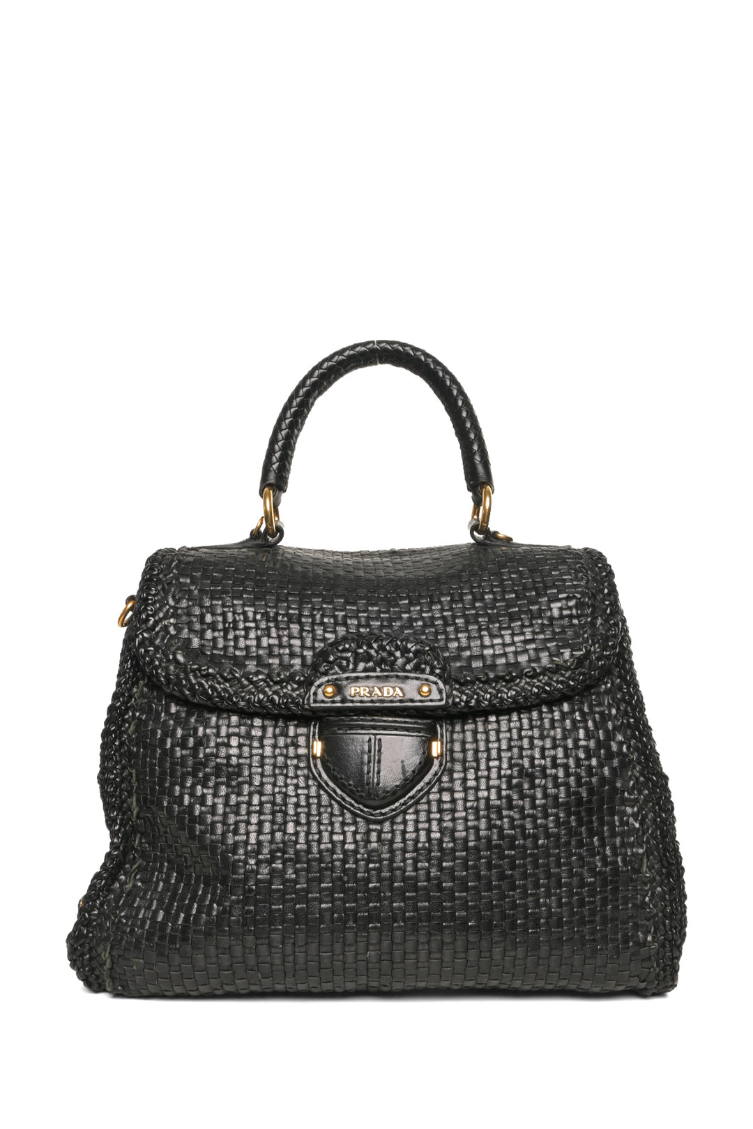 Prada Madras Woven Top Handle Bag