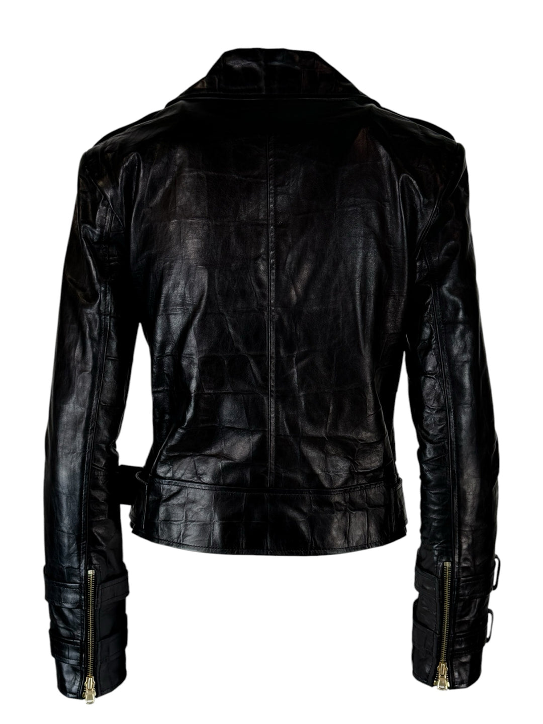 L'Agence Size XS Croc Embossed Moto Leather Jacket