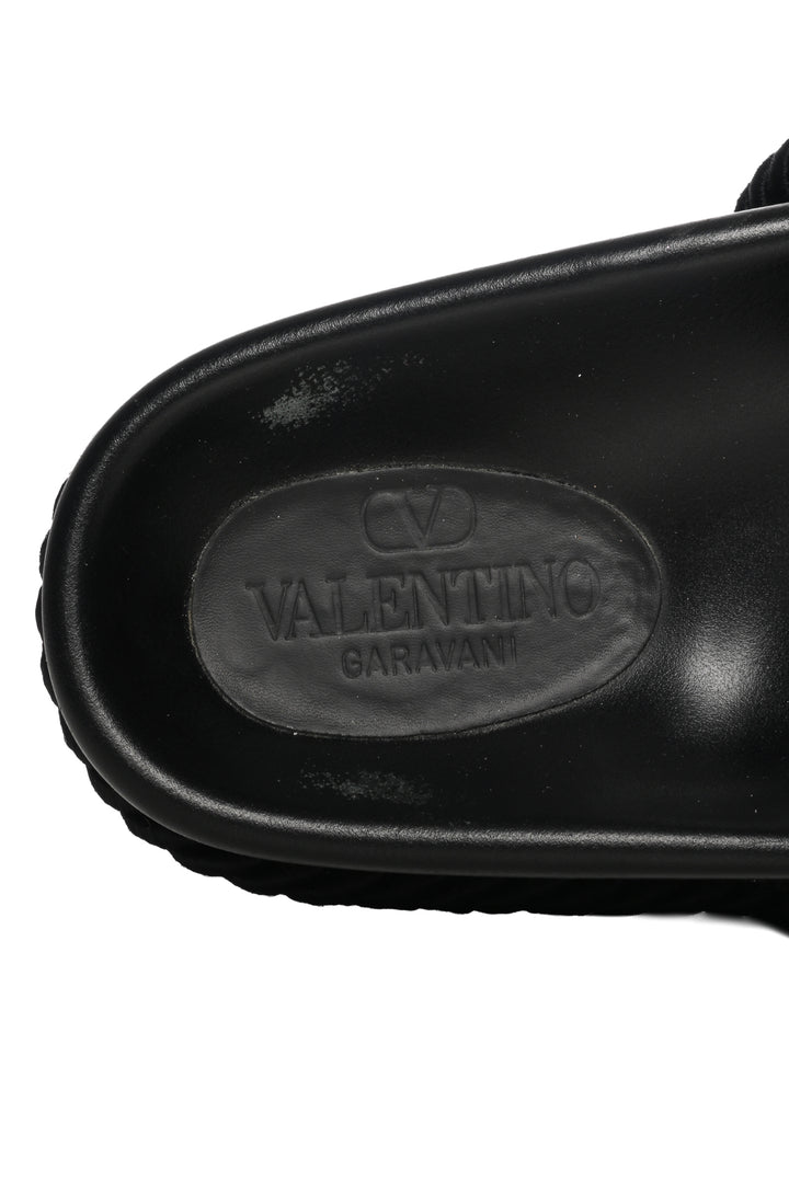 Valentino Size 37 Rockstud Leather Slide Sandals
