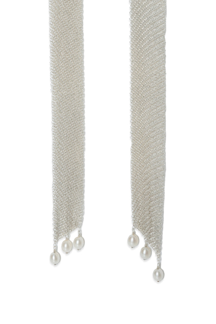 Tiffany Elsa Peretti Pearl Mesh Tie Necklace