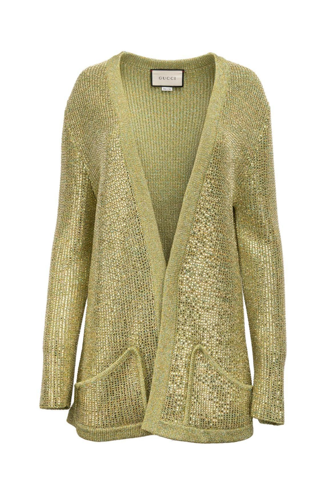 Gucci Size L Yellow & Green Crystal Cardigan