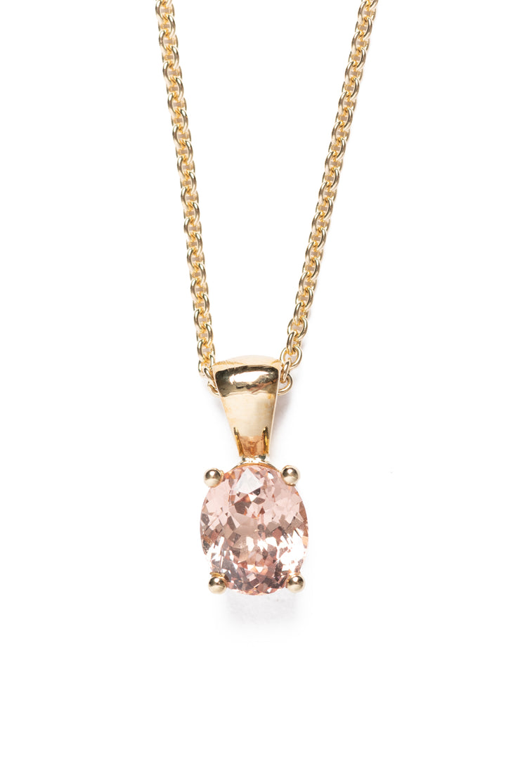 18K Yellow Gold Malaya Peach Garnet Pendant Necklace