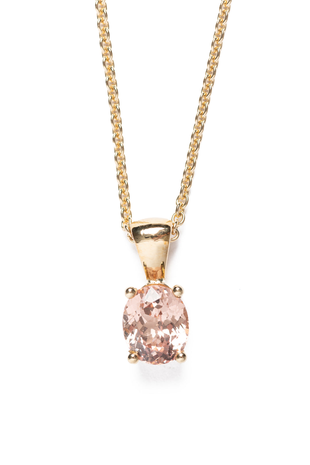 18K Yellow Gold Malaya Peach Garnet Pendant Necklace