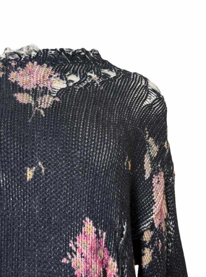 R13 Size XS FW 22 Distressed Knit Floral  Sweater