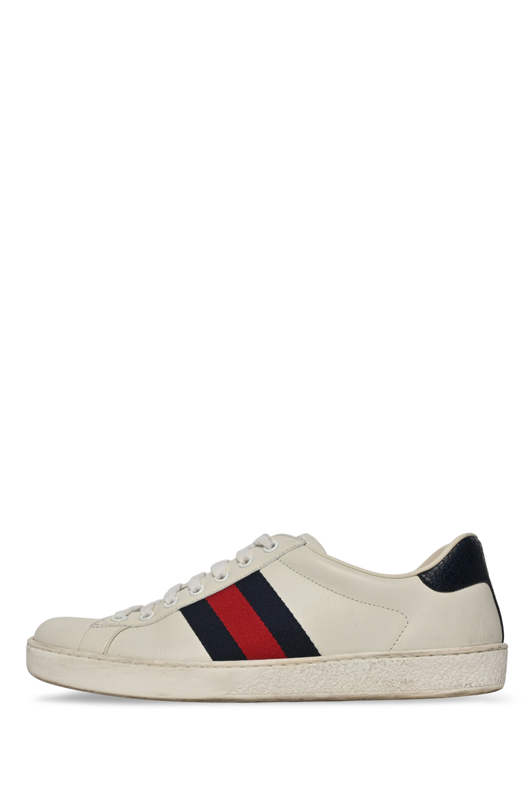 Mens Shoe Size 8.5 Gucci Men's Web Stripe Ace Leather Sneakers