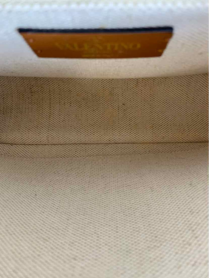 Valentino Roman Stud Large Crochet-Trimmed Raffia Shoulder Bag