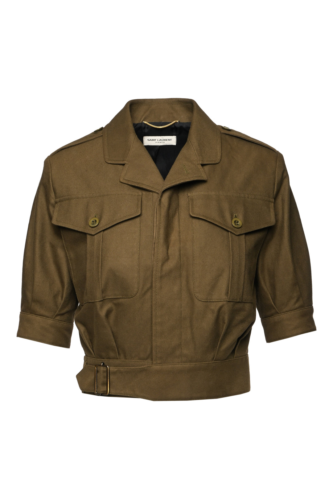 Saint Laurent Size 34 2013 Cropped Military Short Sleeved Jacket