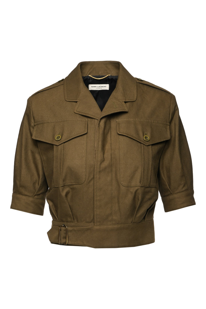 Saint Laurent Size 34 2013 Cropped Military Short Sleeved Jacket