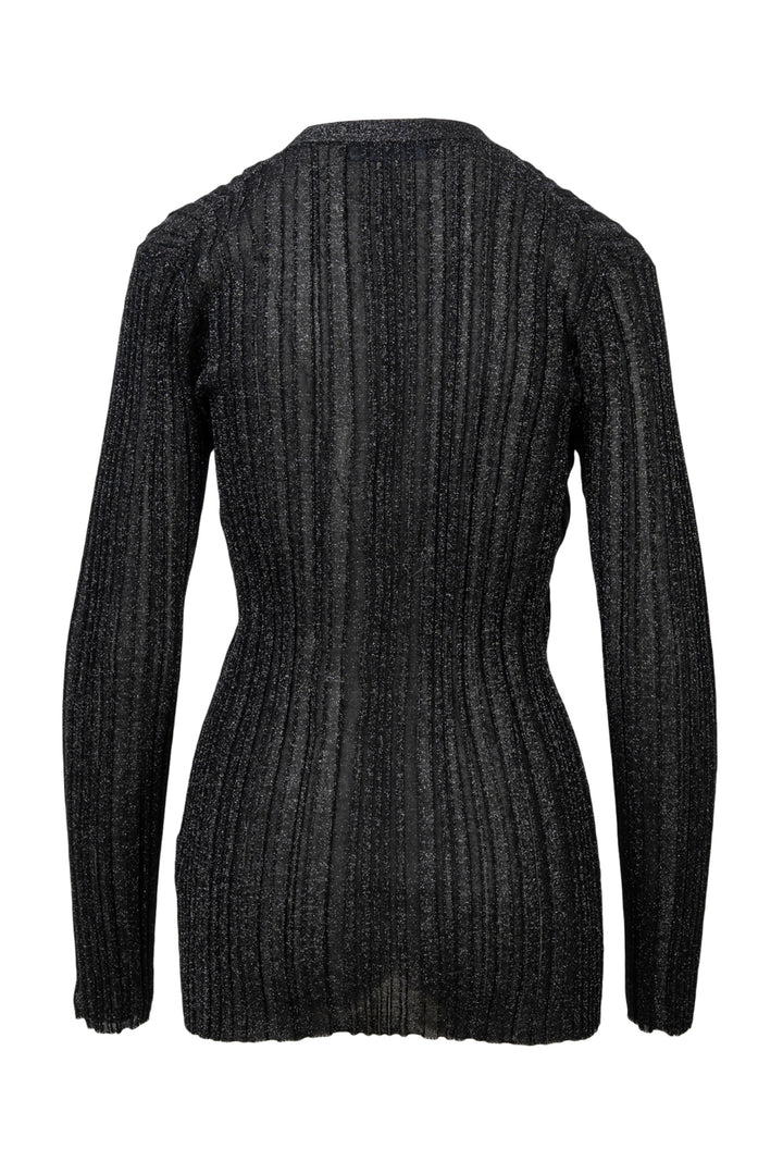 Proenza Schouler Size M Metallic Ribbed Thin Knit Cardigan