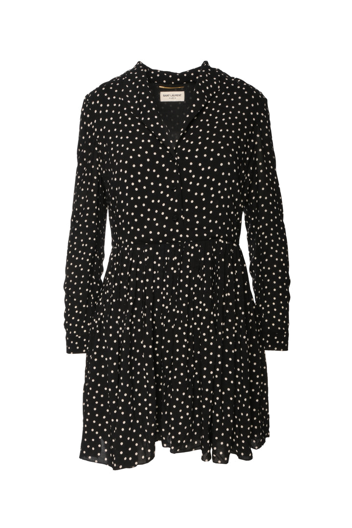 Saint Laurent Size 0 2015 Polkadot Long Sleeve Dress