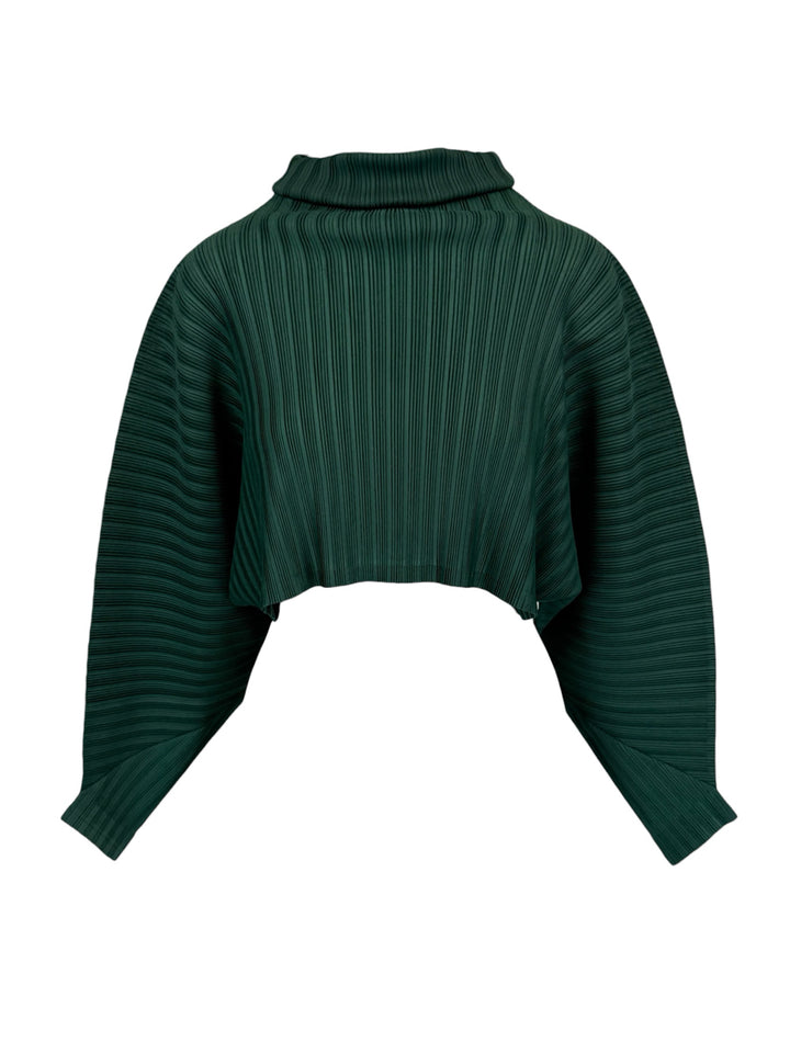 Pleats Please Size XS/S Turtleneck Cropped Pleated Tops