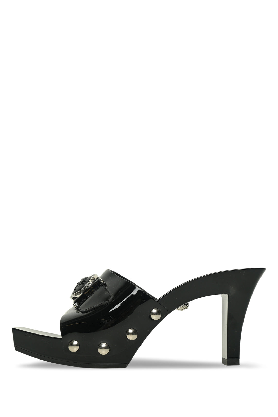 Versace Size 37 Medusa Buckle Patent Sandals