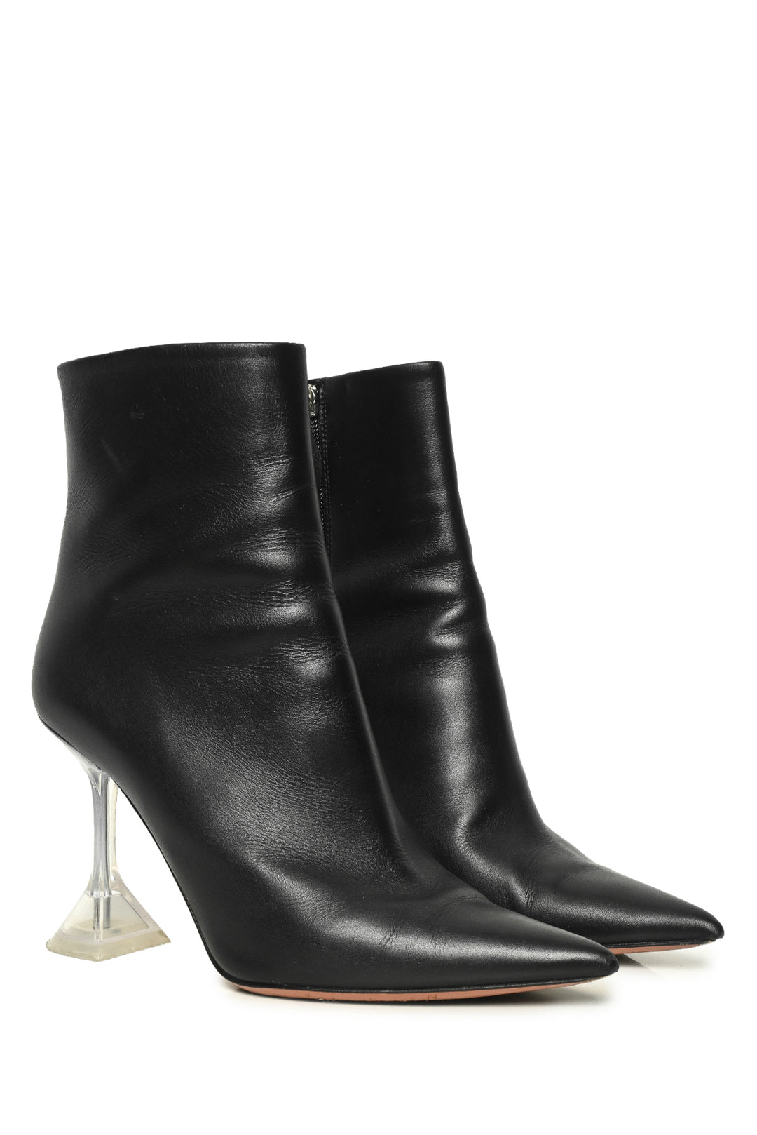 Amina Muaddi Size 37.5 Giorgia Glass Nappa Leather Ankle Boots